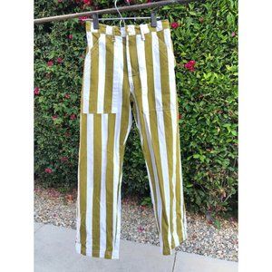 BIG BUD PRESS OLIVE STRIPE WORK PANTS - XS